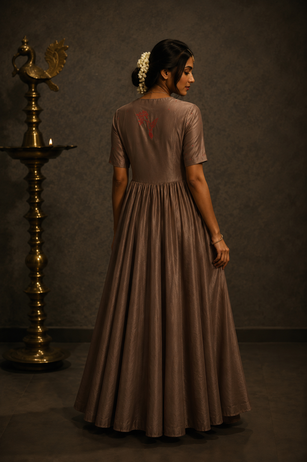 Aarya Angrakha Dress Clay