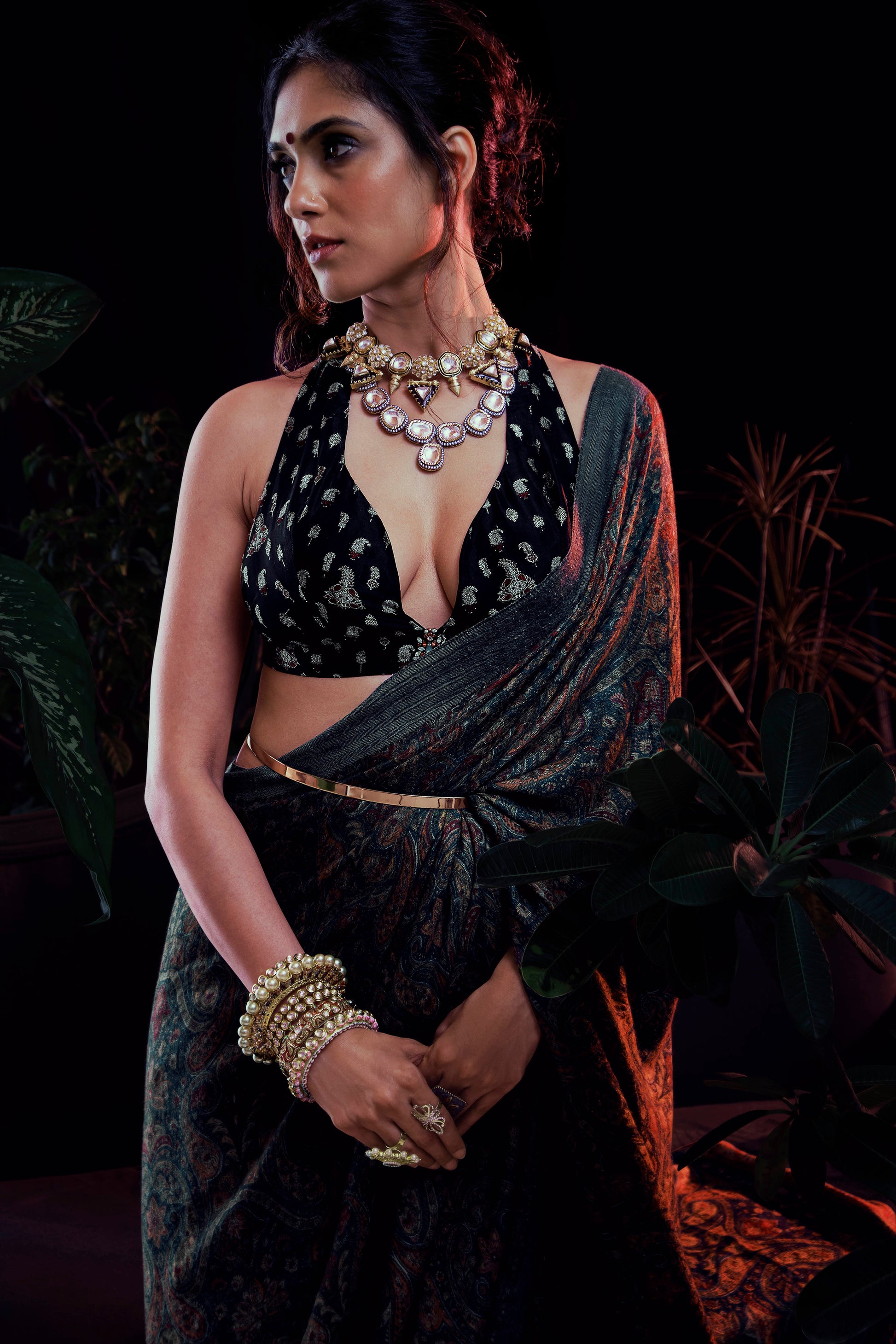 House of Three's deep v cut blouse