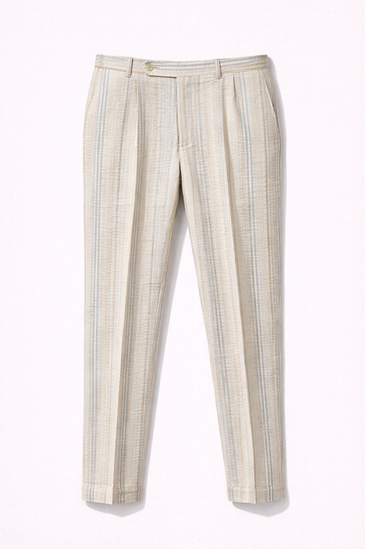 SEERSUCKER TROUSERS BEIGE