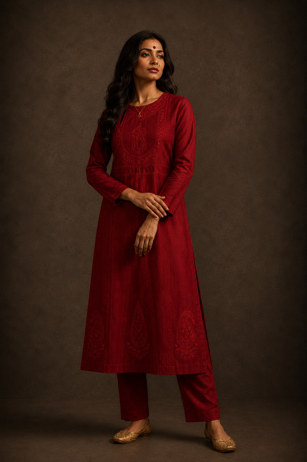Parvati Chikankari Angrakha Kurta