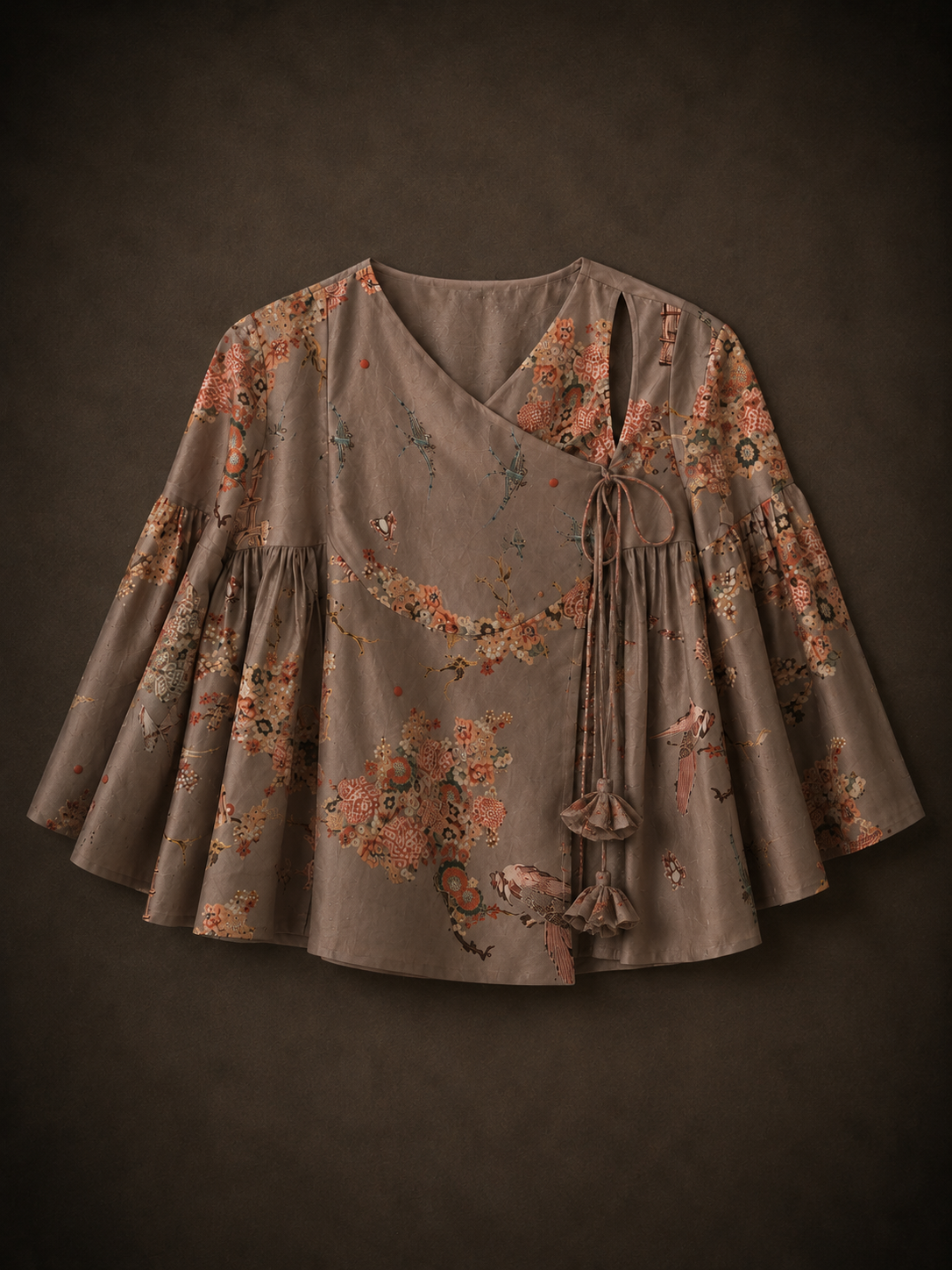 Aparaa Printed Kedia Top Clay