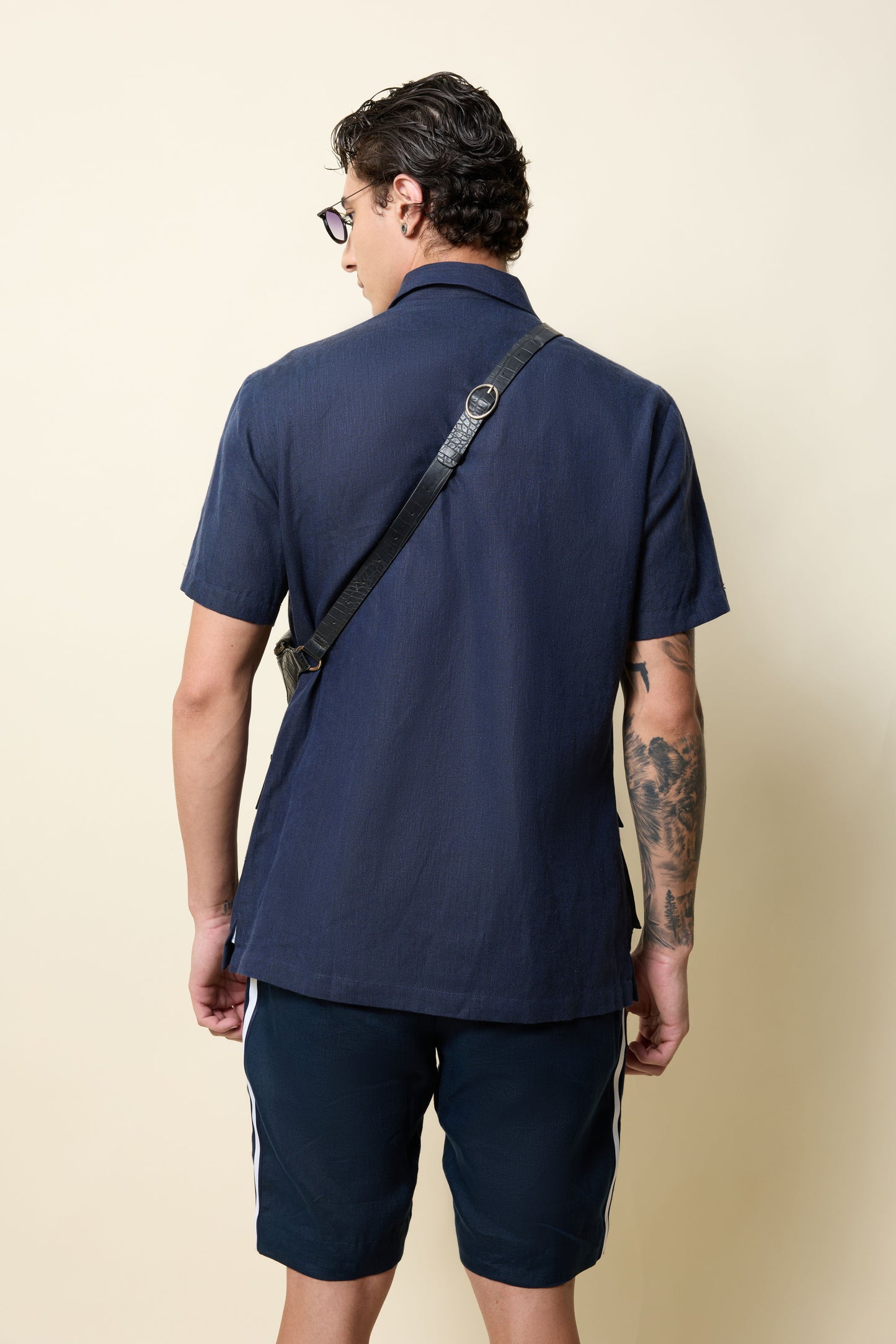 LINEN DB RESORT SHIRT NAVY