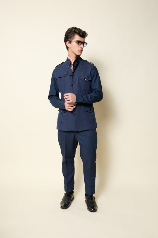 LINEN GURKHA TROUSER NAVY