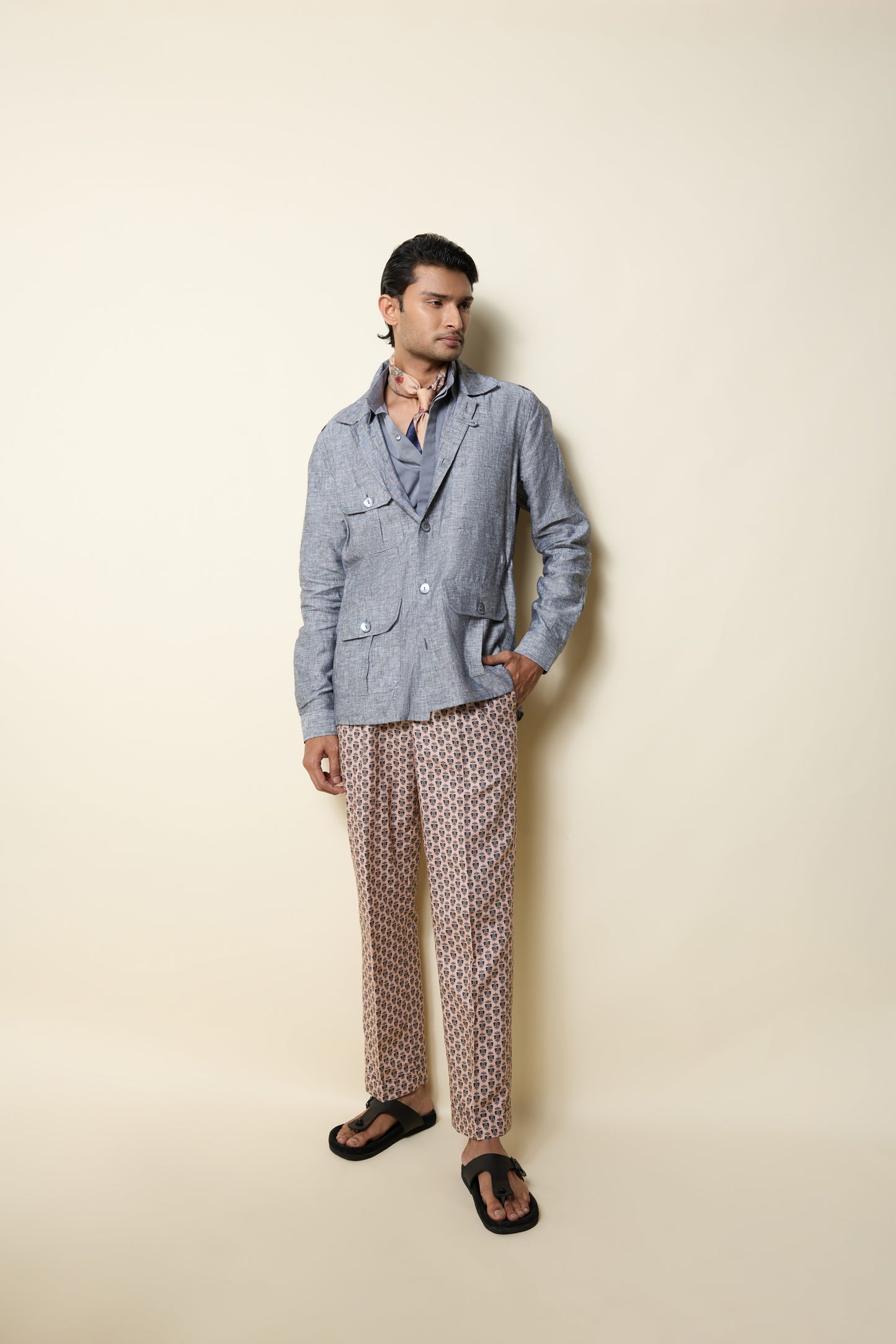 LINEN SAFARI SHIRT GREY