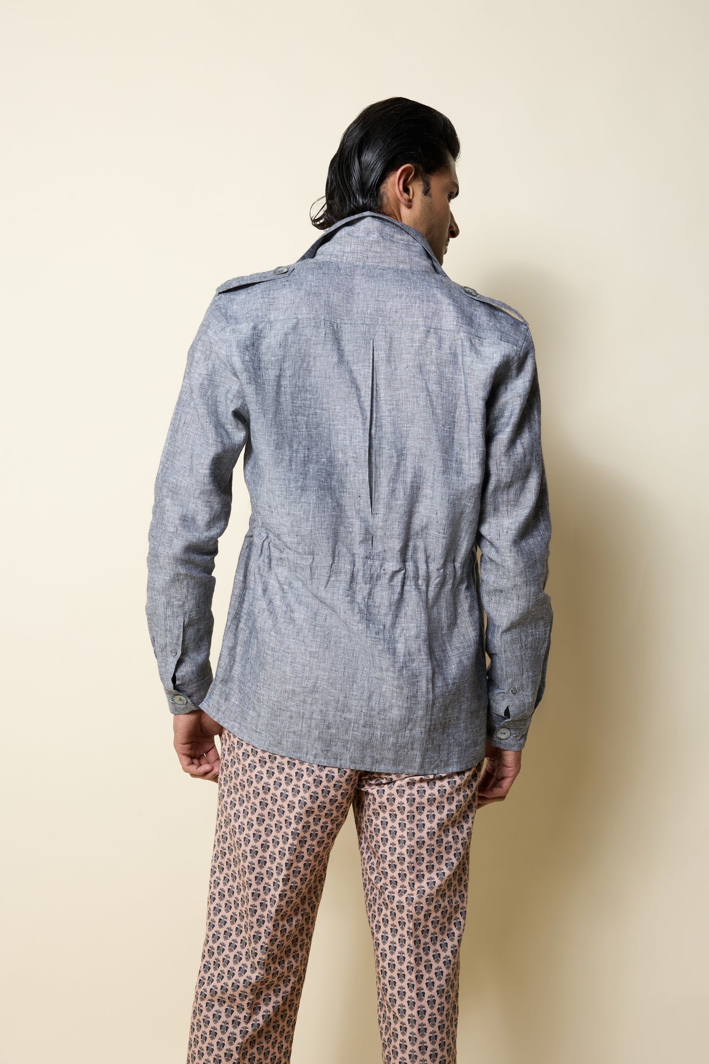LINEN SAFARI SHIRT GREY