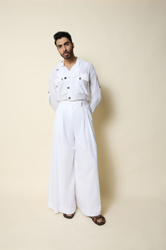 HRIDAYA PLEATED TROUSER WHITE