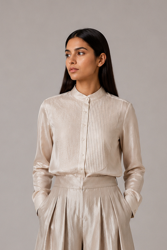 Peony Silk Shirt Blanche