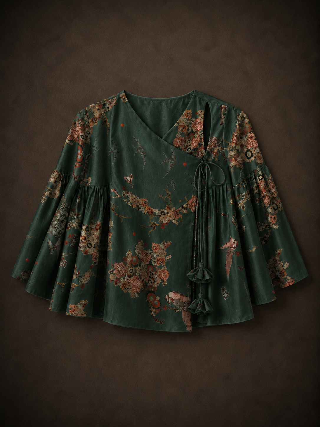 Aparaa Printed Kedia Top Heirloom Green