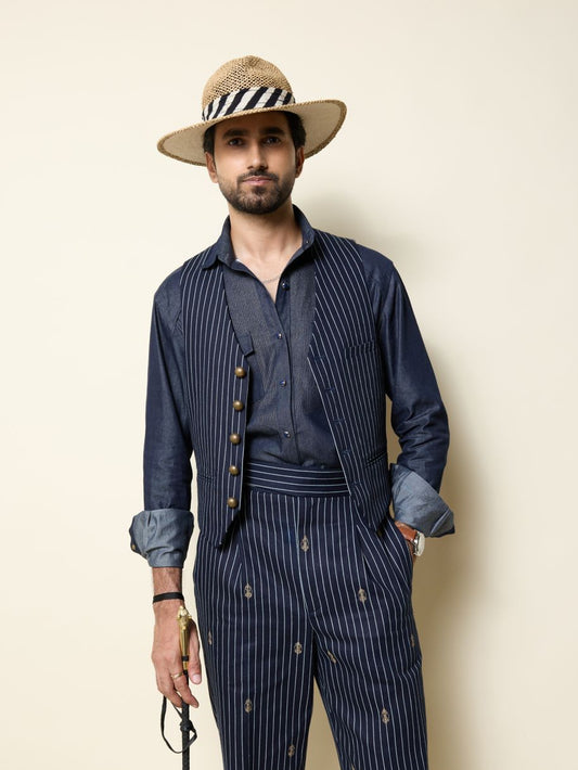 STRIPER DENIM WAISTCOAT