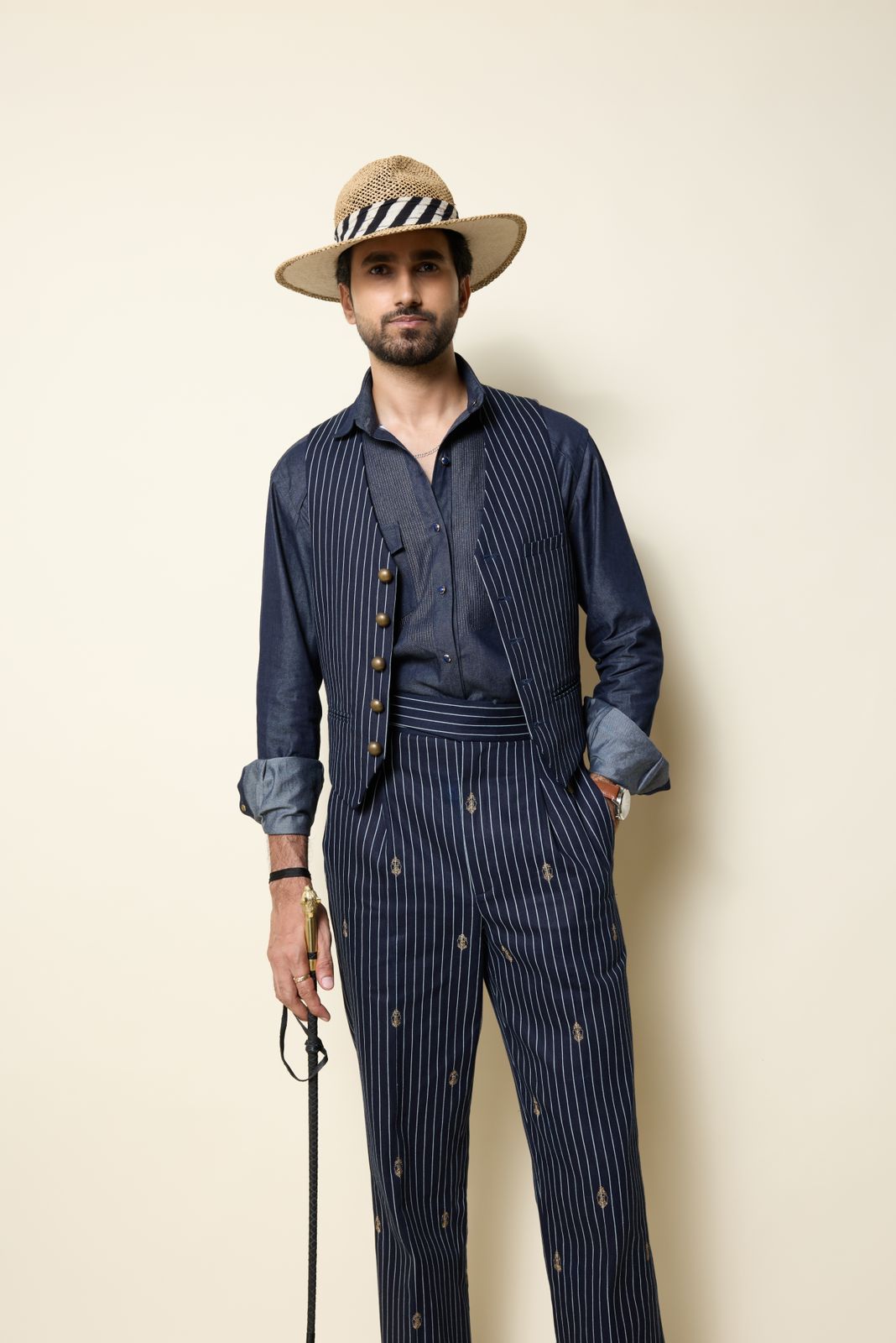 TAILORED DENIM SHIRT WITH ZARI