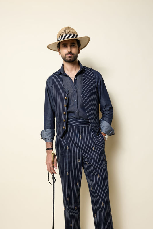 TAILORED DENIM SHIRT WITH ZARI