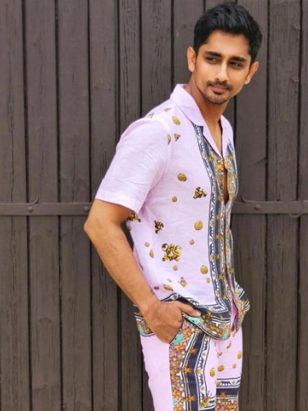 MURAL HAWAIAN SHIRT PINK LINEN