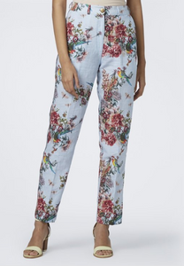House of Three's printed cotton linen trouser for womens