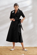 Load image into Gallery viewer,  House of Three&#39;s Luxury Black wrap dress for women 
