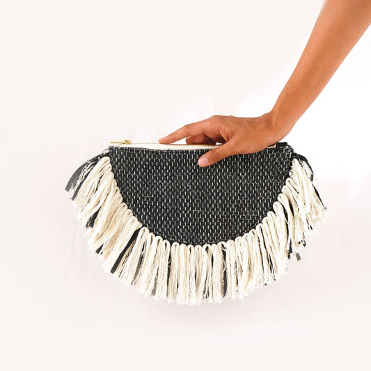 DENIM ON LOOM SEMI CIRCLE POUCH