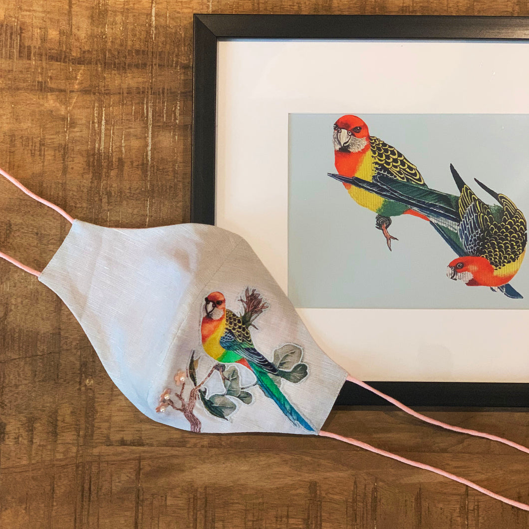 Luxury Printed PArrot Applique mask - House Of Three