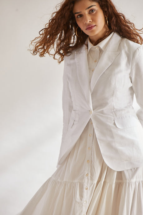  women's  white linen jacket - House Of Three