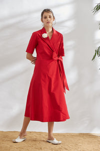 House of Three's Luxury  Red wrap dress for womens
