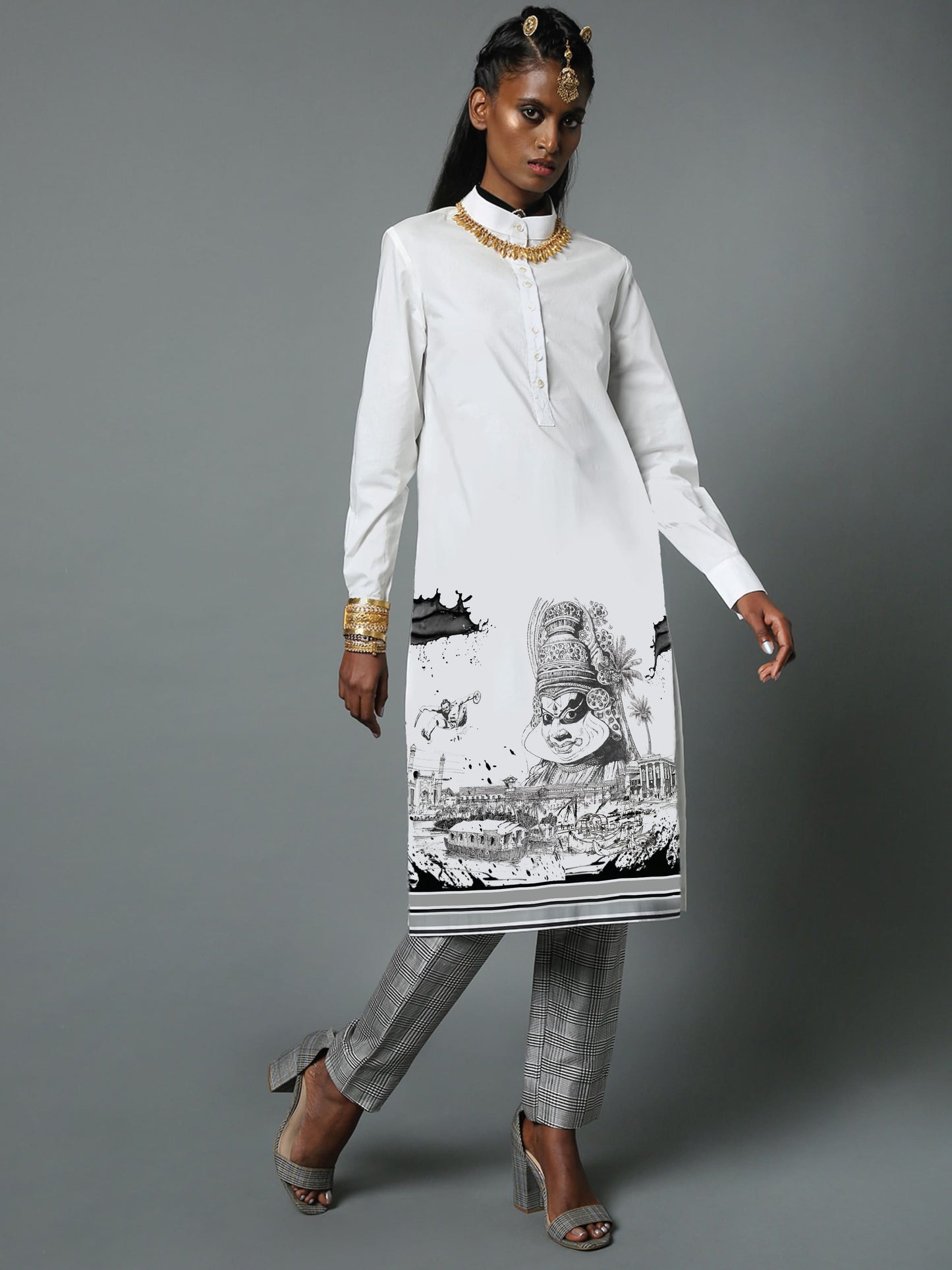 WOMAN LINE ART KURTA KERALA