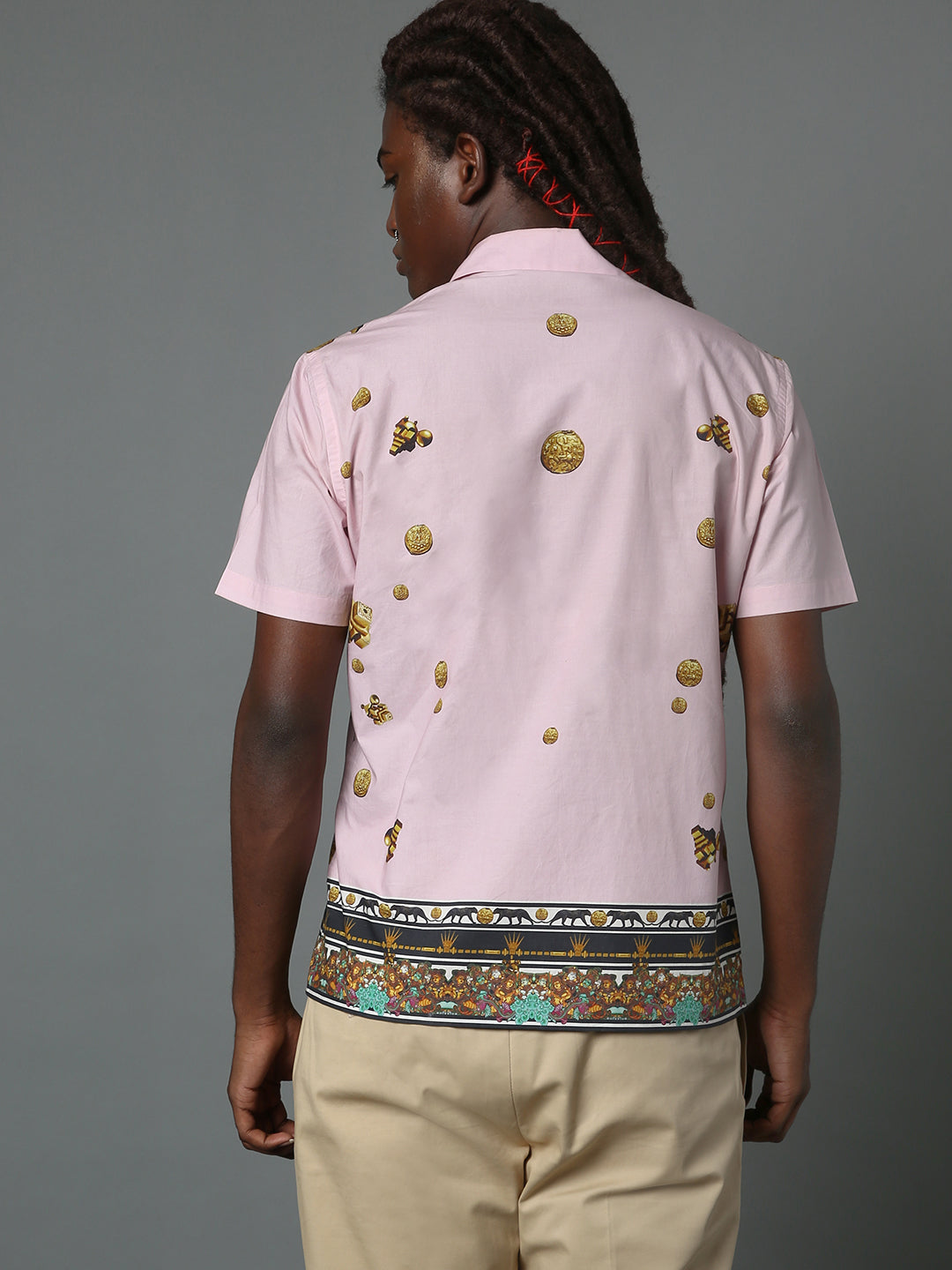 MURAL HAWAIAN SHIRT PINK LINEN