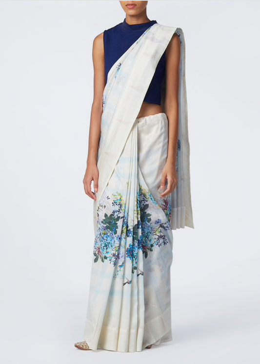 Luxury printed chanderi silk saree-House Of Three